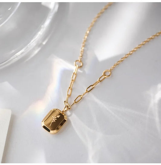 ANNAYA Gold-Plated Floral Pendant Necklace – Elegant & Minimalist Jewelry for Women