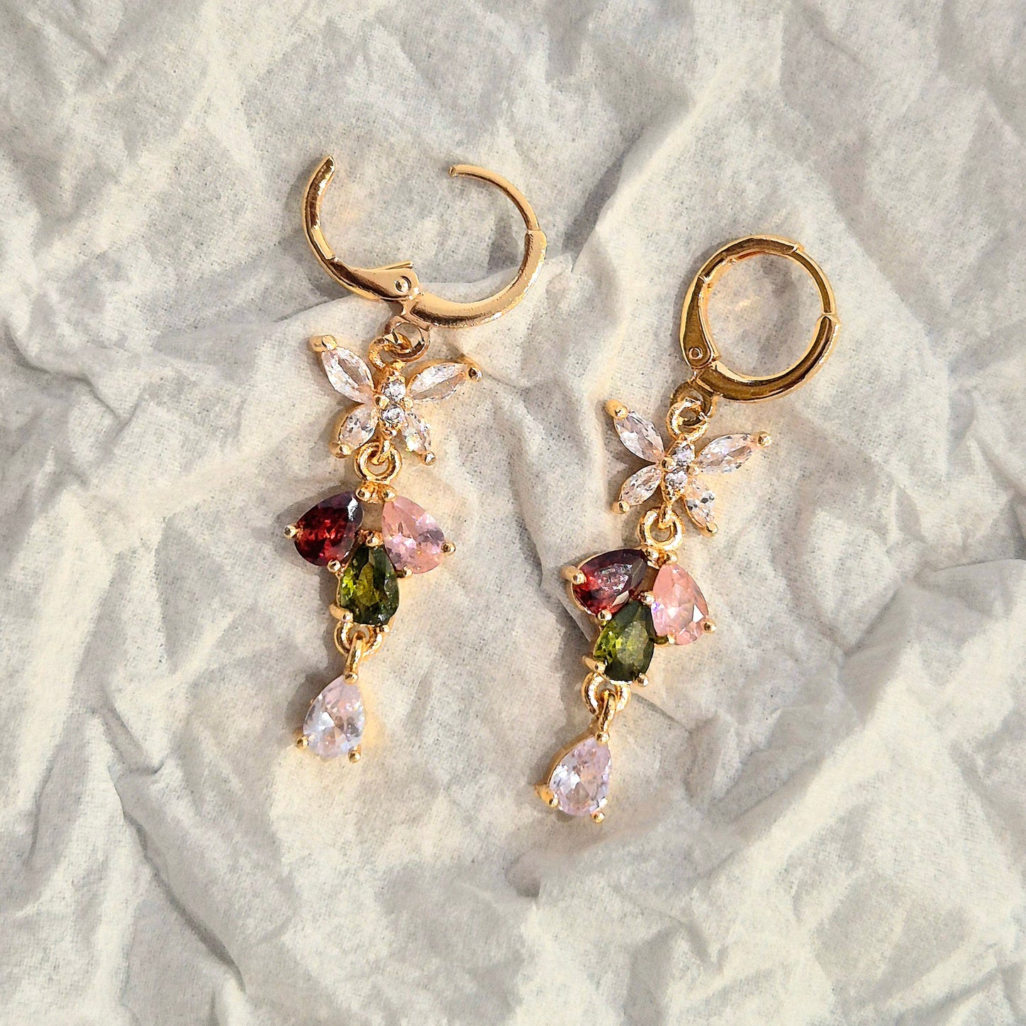 Elegant Multi-Color Gemstone Dangle Earrings