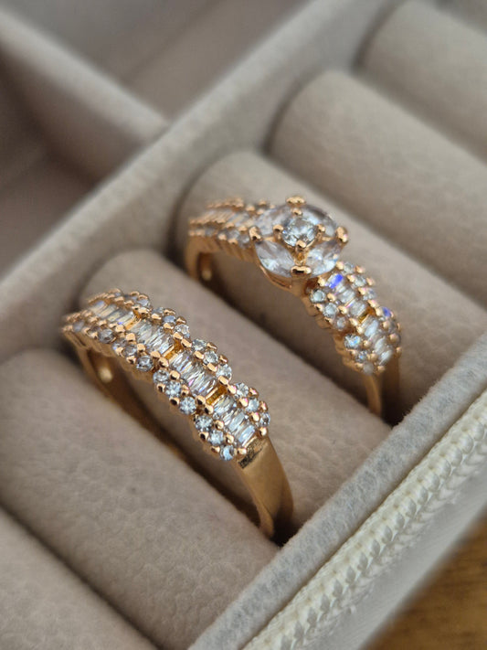 ANNAYA Luxe Double Band Crystal Ring