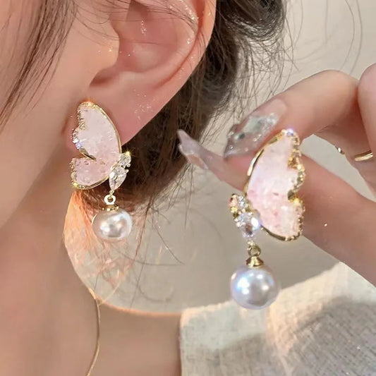 ANNAYA Pearl Drop Earring-pink