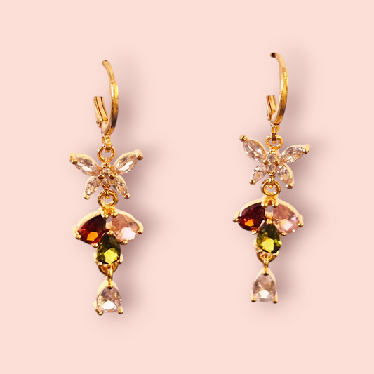 Elegant Multi-Color Gemstone Dangle Earrings