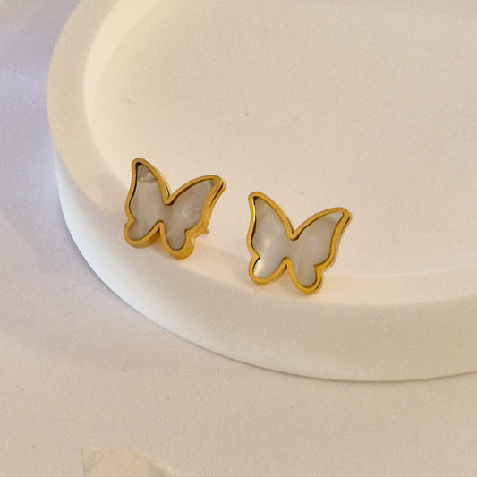 ANNAYA Butterfly Tassel Necklace & Earrings Set – Gold-Plated Zircon Jewelry