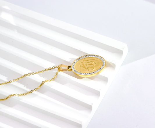 ANNAYA Gold Allah Name Pendant Necklace – Islamic Jewelry for Men & Women