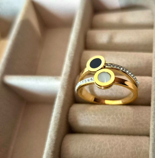 ANNAYA Double Row Crystal Cubic Zirconia Eternity Ring – Stainless Steel