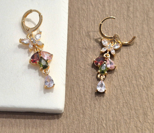 Elegant Multi-Color Gemstone Dangle Earrings