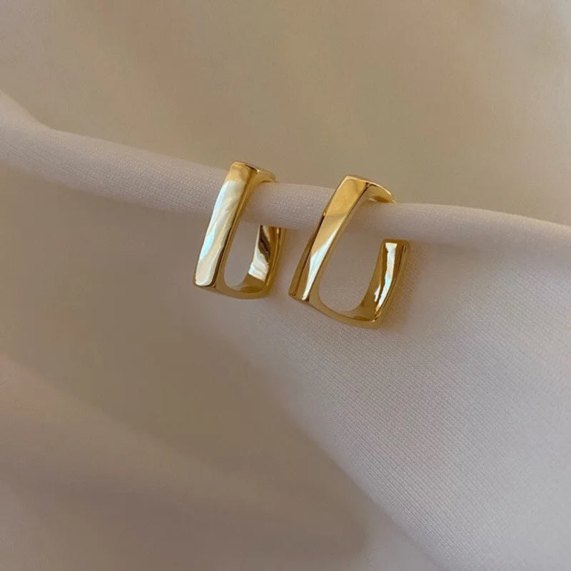 ANNAYA Gold-Plated Geometric Hoop Earrings