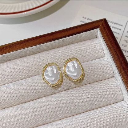 ANNAYA Gold-Plated Irregular Pearl Stud Earrings