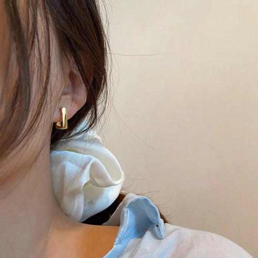 ANNAYA Gold-Plated Geometric Hoop Earrings