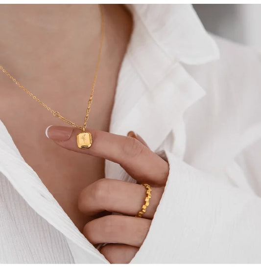 ANNAYA Gold-Plated Floral Pendant Necklace – Elegant & Minimalist Jewelry for Women