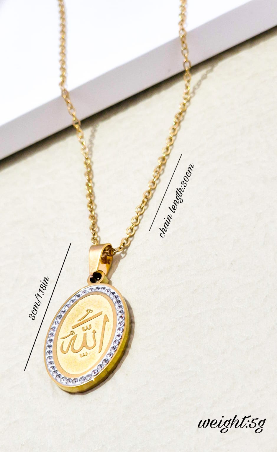 ANNAYA Gold Allah Name Pendant Necklace – Islamic Jewelry for Men & Women