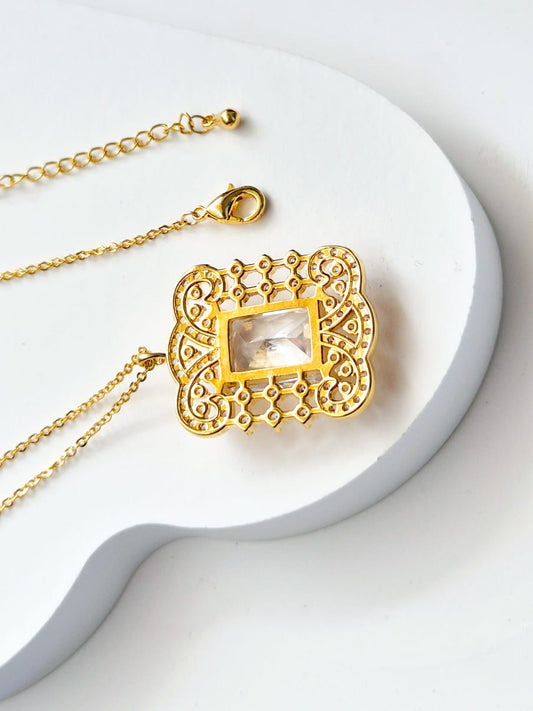 ANNAYA Gold-Plated Crystal Pendant Necklace & Earrings