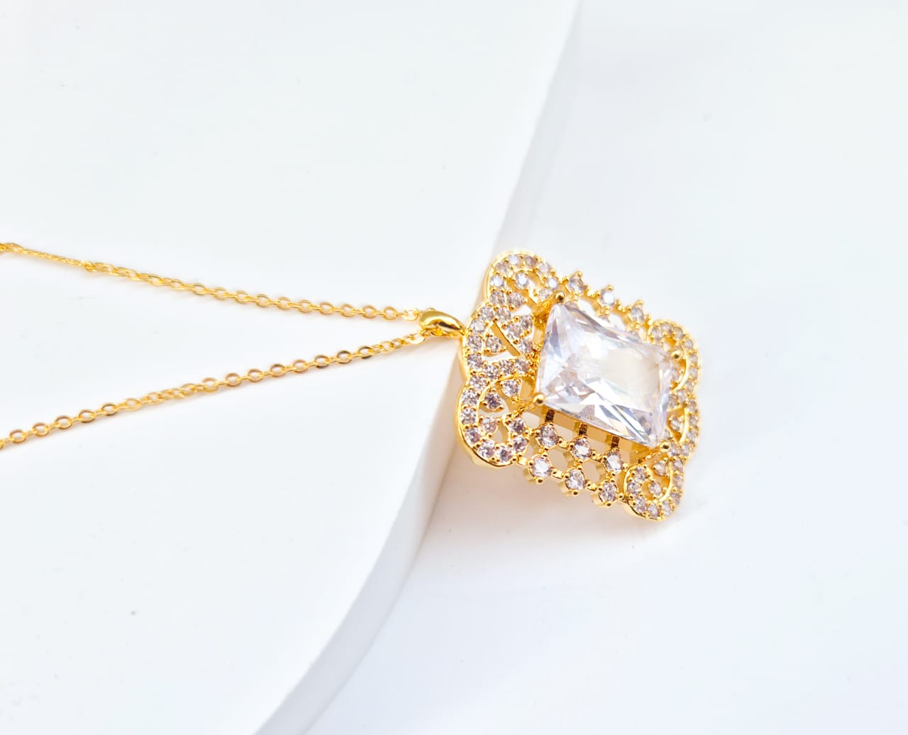 ANNAYA Gold-Plated Crystal Pendant Necklace & Earrings