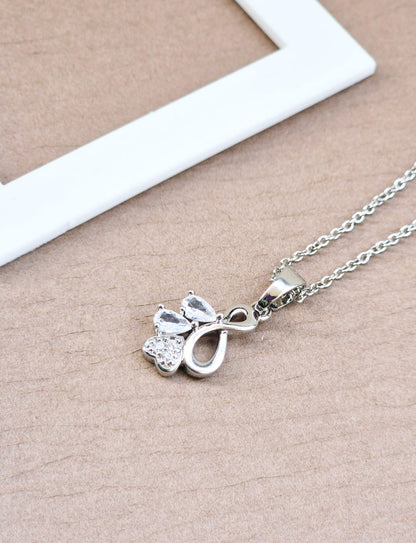 ANNAYA Silver Flower Necklace & Earrings Set – Sparkling Crystal Jewelry