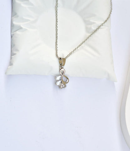 ANNAYA Silver Flower Necklace & Earrings Set – Sparkling Crystal Jewelry