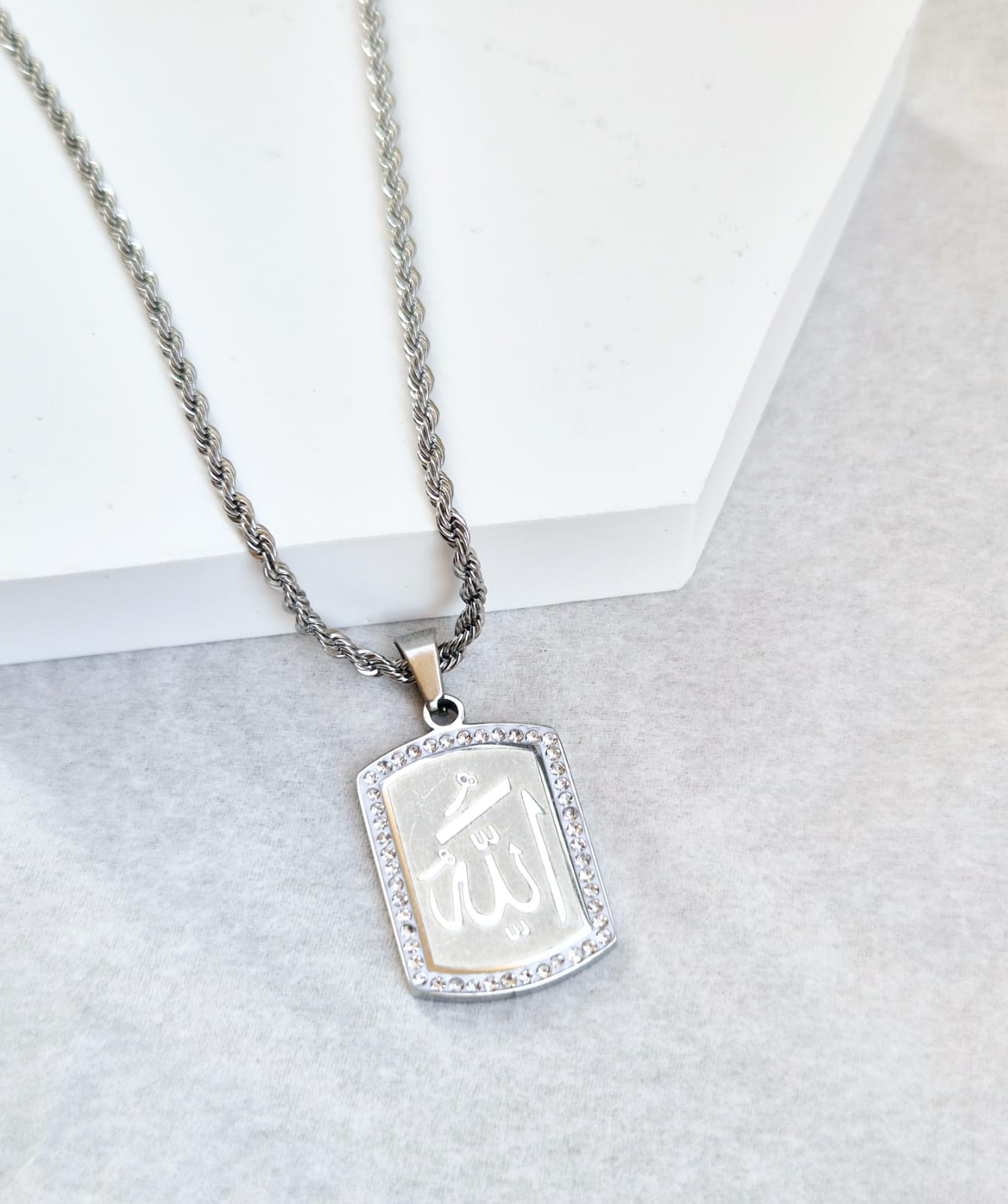 ANNAYA Silver Allah Name Pendant Necklace – Islamic Jewelry for Men & Women